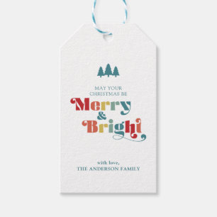 Merry & Bright Retro Colourful Christmas Gift Tags