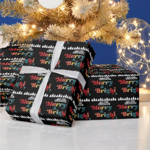 Merry & Bright Retro Colourful Christmas Wrapping Paper