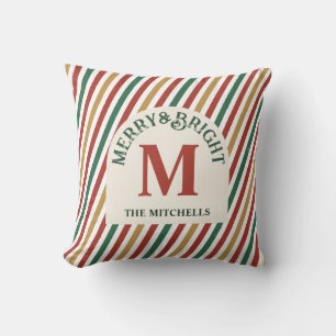 Merry Bright Retro Colourful Stripes Arch Christma Cushion