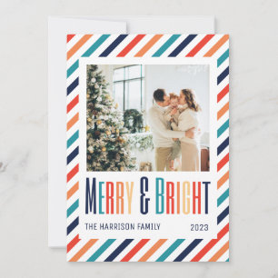 Merry & Bright Retro Colourful Stripes Photo