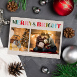 Merry & Bright Retro Colourful Two Photo Christmas Holiday Card<br><div class="desc">Celebrate the season in style with our "Merry & Bright Retro Colourful Two Photo Christmas Holiday Card." This vibrant card captures the essence of joy and cheer with a delightful retro flair. Share your festive moments in full colour, creating a personalised greeting that radiates warmth and adds a playful touch...</div>