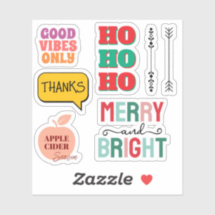 Merry & Bright—Retro Holiday Sticker Pack