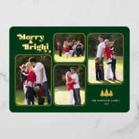 Merry & Bright Retro Photo Green Christmas Gold
