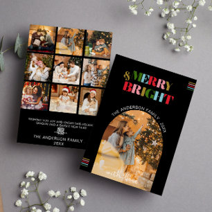 Merry & Bright Retro Photos Christmas Holiday Card