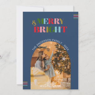 Merry & Bright Retro Photos Christmas Holiday Card