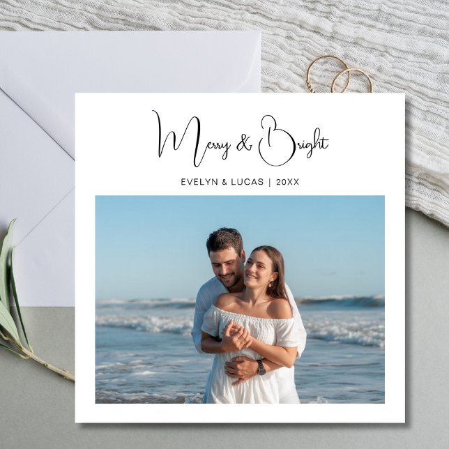 Merry & Bright Romantic Couple Christmas card (Creator Uploaded)