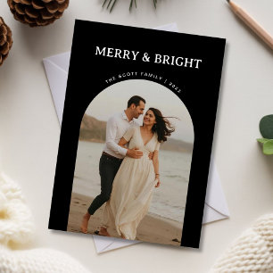Merry & Bright Romantic Couple Christmas Holiday Card