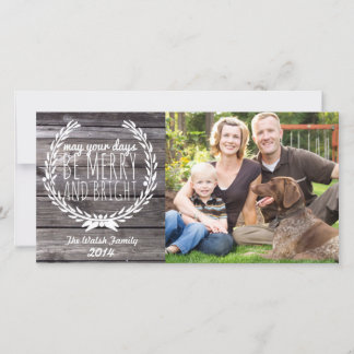 Merry & Bright Rustic Wood Holiday Card