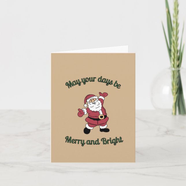 Merry Bright Santa Cartoon Card (Front)