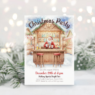 Merry & Bright Santa Cocktail Bar Christmas Invitation
