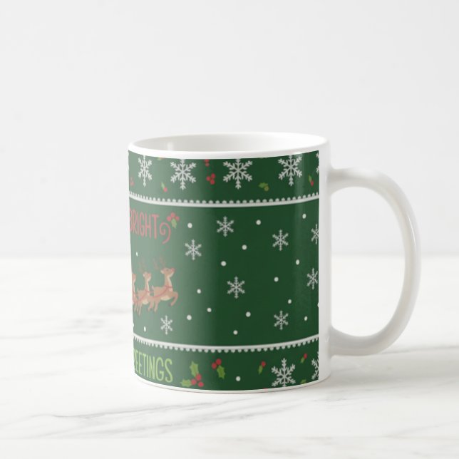 "Merry & Bright" Santa Sleigh Christmas Mug (Right)