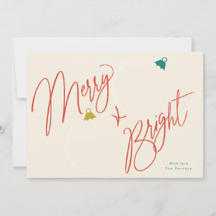 Merry & Bright script and photo ornaments design Invitation