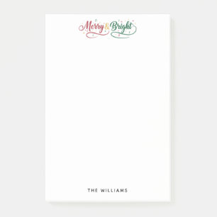 Merry & Bright Script Minimalist Post-it Notes