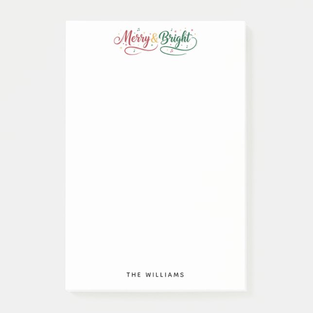  Merry & Bright Script Minimalist  Post-it Notes (Front)
