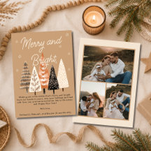 Merry & Bright Simple Brown Multi Photo Christmas