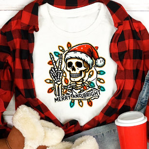 Merry & Bright Skeleton Peace Christmas Tri-Blend Shirt