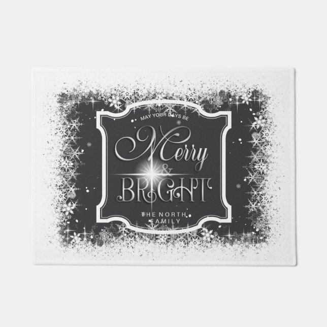 Merry & Bright Snowfall Christmas ID591 Doormat (Front)
