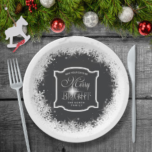 Merry & Bright Snowfall Christmas ID591 Paper Plate