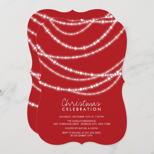 Merry & Bright Sparkles Chic Holiday Party Invite (Front/Back)