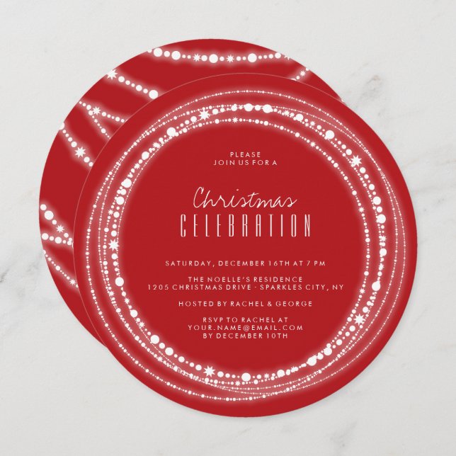 Merry & Bright Sparkles Chic Holiday Party Invite (Front/Back)