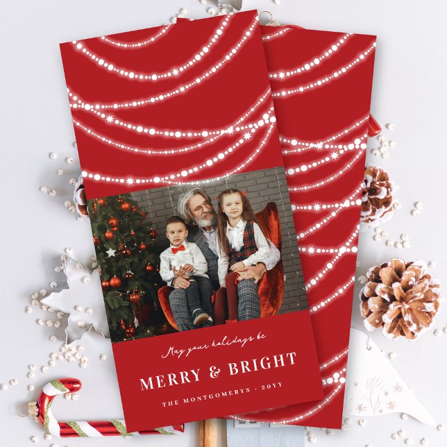 Merry & Bright Sparkling Lights Christmas Photo Holiday Card (Creator Uploaded)