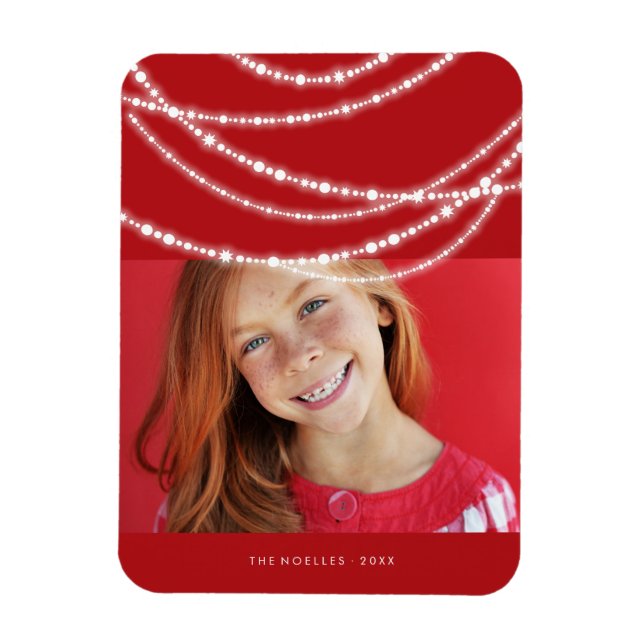 Merry & Bright Sparkling Lights Christmas Photo Magnet (Vertical)