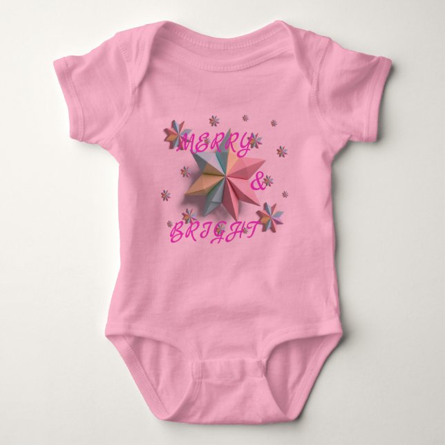 Merry & Bright Stars Baby Bodysuit (Front)