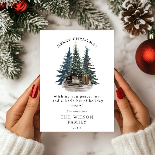 Merry & Bright –Tree Watercolor Forest Christmas Invitation (Creator Uploaded)