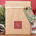Merry   Bright Typewriter Text Christmas Holiday Square Sticker<br><div class="desc">Simple merry   bright christmas holiday square stickers.  These stickers feature a rustic red background with white typewriter text.  All text can be customised and replaced with any text of your choice.</div>
