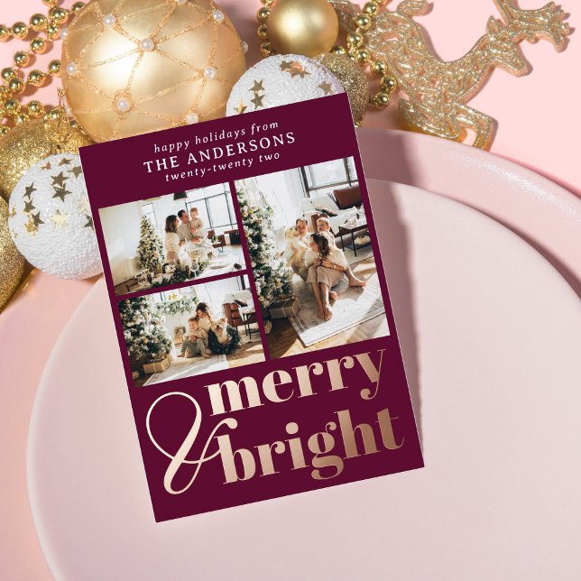 Merry & Bright Typography Christmas Wine Berry (Creator Uploaded)
