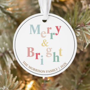 Merry & Bright typography light colour Ornament