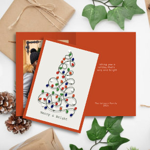 Merry & Bright Vintage Lights Orange Photo Holiday Card