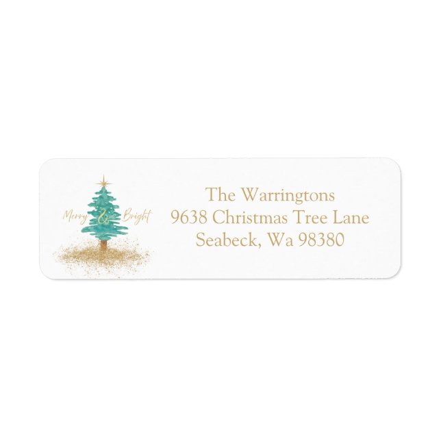 "Merry & Bright" Watercolor Christmas Tree (Front)