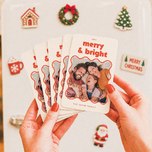 Merry & Bright Wavy Frame Christmas Magnet