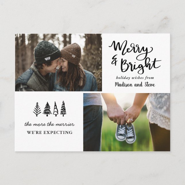 Merry & Bright | We Are Expecting Holiday Photo (Front)