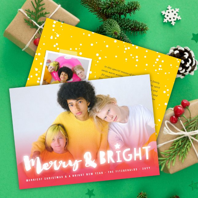 Merry & Bright White Glow Magical Christmas Photo Holiday Card (Creator Uploaded)