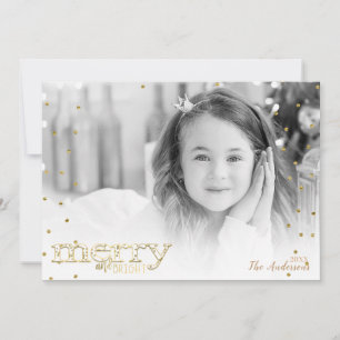 Merry & Bright White Gold Holiday Photo Card