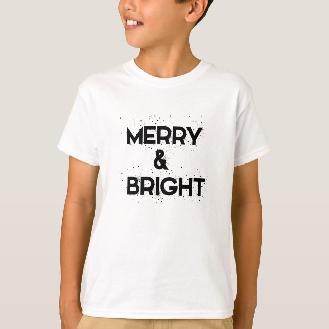 Merry & Bright with snowflakes T-Shirt (Front)