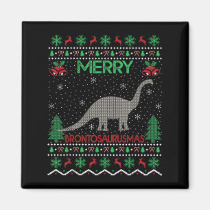 Merry Brontosaurus Xmas Gift Ugly Brontosaurus Chr Magnet