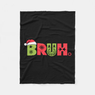 Merry Bruh Christmas Family Matching Pajama Santa  Fleece Blanket