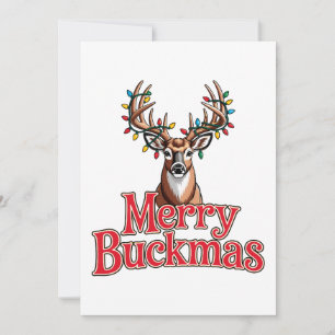 Merry Buckmas Deer Head Hunting Holiday Christmas Thank You Card