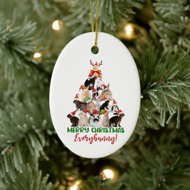 Merry Bunny Christmas Ceramic Tree Decoration (Tree)