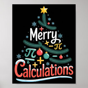 Merry Calculations Funny Math Teacher Christmas  Poster