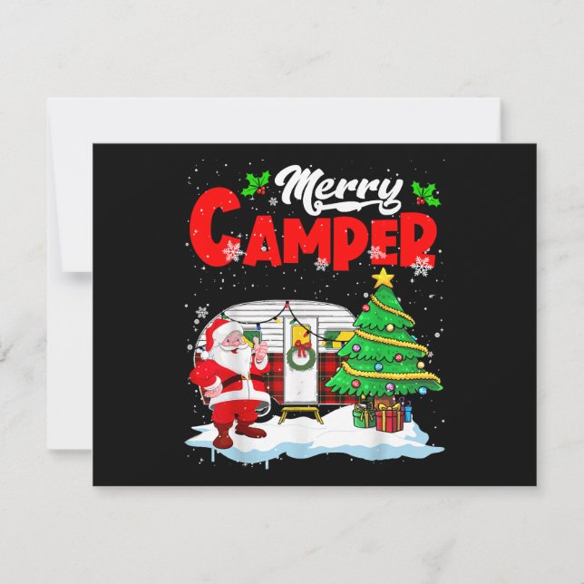 Merry Camper Christmas Santa Camper Camping Truck  Holiday Card (Front)