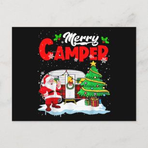 Merry Camper Christmas Santa Camper Camping Truck Holiday Postcard