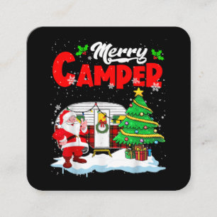 Merry Camper Christmas Santa Camper Camping Truck Square Business Card