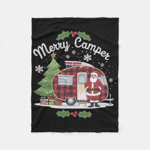 Merry Camper Christmas Santa Camping Truck Family  Fleece Blanket