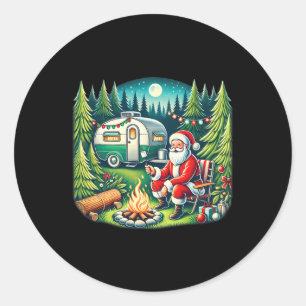 Merry Campmas Christmas Camper Camping Lover Santa Classic Round Sticker