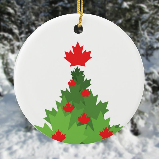 Merry Canadian Flag Christmas Tree Ceramic Tree Decoration (Creator Uploaded)