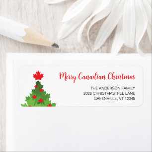 Merry Canadian Maple Flag Christmas Return Address